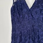 Maniju Baltic Born Navy V Neck Gown size Large Pearls V Back Long Formal NWT Photo 4