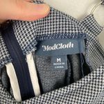 Modcloth Womens M Blue Houndstooth Button Front Jumper Dress Twee Academia Photo 4