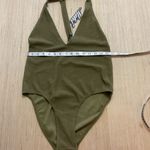 Motel  Game Changer Bodysuit Jumbo Textured Rib Olive Green XL Stretch New Photo 1