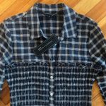 Veronica Beard  NWT Kelsey Plaid Peplum Shirt Dress in Ink/White Size 8 Photo 4