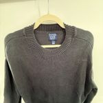 Gap Black 100% Cotton Crewneck Sweater Ribbed Hem Classic Knit Women's Large Photo 2