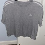 Adidas  Heather Gray Tee with White Stripes Photo 0