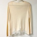 Elie Tahari  Extra Fine Wool Long Sleeve Lace Trim Hem Sweater Cream Women's L Photo 1