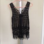 Tobi black fringe crochet tank top Photo 2