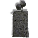 AERIE POM TASTIC Gray Cable Knit Snood Infinity Neck Scarf Snap on Pom Pom NWT Photo 1