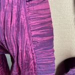 Chico's Ruffle Rhea Shimmer Purple Crinkle Jacket Open Topper Size 2 Large Photo 1