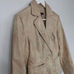 Vintage Y2K New York & Company Copper Gold Shimmer 100% Leather Blazer Size 2 Photo 2