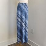 American Vintage Vintage 90s Blue Floral Striped Maxi Skirt Pull On Side Hem Split M Photo 1