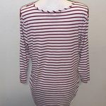 French Laundry  red striped ruched sides sequined lace sleeves casual shirt Photo 4