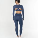 SecondLeft bolero sports bra set navy shrug nandex crop top long sleeve Blue Photo 3