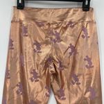 Disney Y2K Mickey Mouse Metallic Leggings Sz S Rose Gold Festival Twee Shiny Photo 6