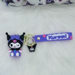 Kuromi Clear Zippered Pencil Case with Kuromi Keychain Purple Photo 1