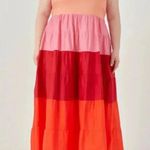English Factory Pink Red Boho Siena Color Block Spaghetti Maxi Plus Size 3X NWT Photo 1
