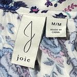 Joie  Medium Crop Top Boho Floral Balloon Sleeves Keyhole Neck Elastic Waist Blue Photo 6