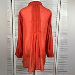 Simply Noelle  Oversized Sheer Pleated Button Down Shirt Rust-L/XL (12-14) Photo 2