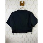 Pepper Mayo Black Short Sleeve Crop Top with Front Cutout Photo 1