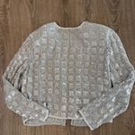 Adrianna Papell Evening Beaded Silk Jacket Silver Sequin Size M Photo 11