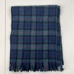 Pendleton VTG Plaid Virgin Wool Scarf Green Black Official Tartan Fringe FLAWS Photo 1