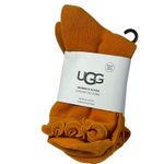 UGG  Womens Dark Apricot One Size Ribbed Crew Socks with Ruffle Trim Photo 7