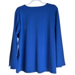 Melissa Paige Woman 1X Top Tunic Button Shoulders Slit Sleave Royal Blue Office Photo 4