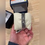 Montres Prestige Women’s Silver Tone Watch Pink Dial Rhinestone Bezel NEW Photo 2