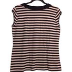 Karl Lagerfeld Womens T-Shirt Black Striped Cap Sleeve Scoop Neck Stretch Lace S Photo 4