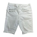 Massimo High Rise Skinny White Denim Stretch Jean Shorts Cuffed Size 14 Photo 0