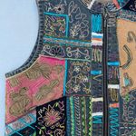 Chico's Y2K Funky Chico’s Denim Abstract Floral Embroidered Colorful Zip Up Vest Jacket Photo 8