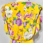ZARA  Floral Print Puff Sleeve V-Neck Faux Wrap Blouse Yellow Multi Size Medium Photo 13