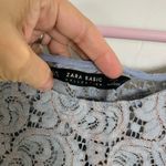 ZARA  crop top guipure lace pink gray short sleeve top Medium Photo 3