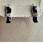 Taxco Sterling Silver 950 Black Onyx hinge Earrings Vintage Photo 1