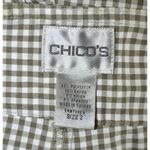 Chico's Olive Green Gingham Checked Wide Ankle Pants Size 2 US L 12 Stretch Photo 5