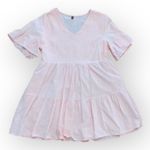 Fancyinn  Pink Tiered Ruffled Lined Tunic Shift Dress Size‎ L Photo 0