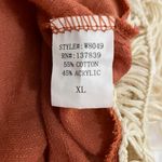 Dreamers Boho Hippie Off Shoulder Fringe Blouse Top Burnt Orange Cream Size XL Photo 8