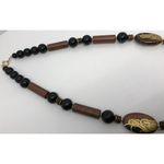 Gorgeous Large 22" Beaded Necklace Unique Large Pendant Bronze Brown Black Beads Photo 10