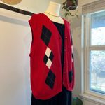 Sag Harbor Vintage 90s Red Knit Button Front Argyle Print Sweater Cardigan Vest Size 2X Photo 2
