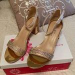 Sub Trading Glitter Satin 2” Heels in Champagne sz 7 Gold Photo 2