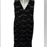 My Michelle  Black Sequin Maxi Long Gown Sz 11 Plunging Neck High Split Photo 6