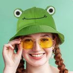 SAOROPEB Frog Hat for Adult Teens, Cute Frog Bucket Hat, Cotton Bucket Hat Funny Photo 0