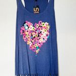 Floral Heart Fringe Trim Tank Top Multiple Size XS Photo 0