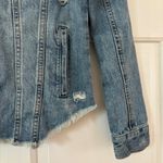 BLANK NYC Jean Jacket Raw Hem Distressed Destroyed Size XS Trucker Denim Coat Photo 7