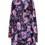 ZARA  small black floral print long sleeve baby doll mini dress Photo 0