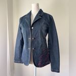 Vintage Y2K Embroidered Denim Jacket Blue Size XXS Photo 1