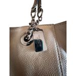 Coach Pebble Leather Gallery Shoulder Tote – Taupe Grey – Chain Strap Detail Photo 3