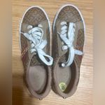 GBG LA Women's sneaker Size 9 All Over Logo white Brown & Gold w red Photo 4