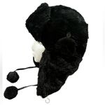 D&Y BLACK FAUX FUR HAT POM POMS Photo 1