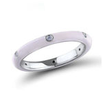 Boutique NEW Women's White Ceramic Pave Diamond Sterling‎ Silver Band Ring, Size 7 Photo 1