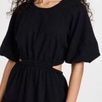 Madewell  Seersucker Puff-Sleeve Cutout Mini Dress Size Medium Black Photo 0