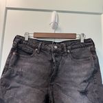 Old Navy High Rise O.G Straight Black Distressed Button Fly Jean Denim Shorts 12 Photo 4