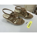 a.n.a Womans  Size 8 Tan Suede Strappy Lace Up Open Toe Wedge Espadrille Sandals Photo 1